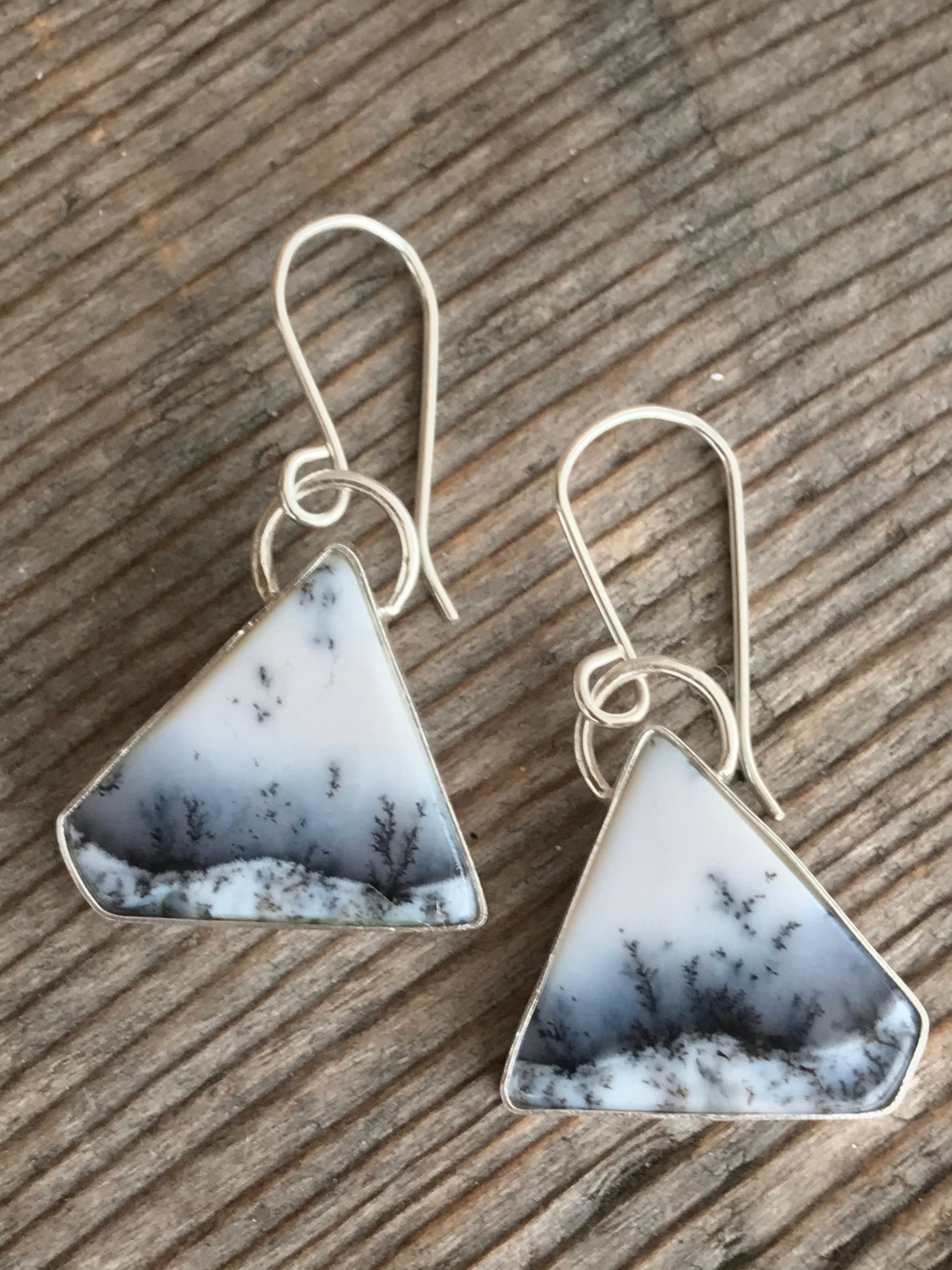 Fine silver fireworks-textured dangle earrings with patina